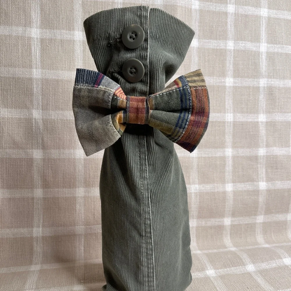 Handcrafted Wine or Liquor Bottle Gift Bag Made From Jacket and Tie